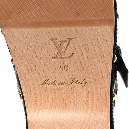 Louis Vuitton Calfskin Patent Monogram Cottage Clog Mules 40 Black 8 of 8