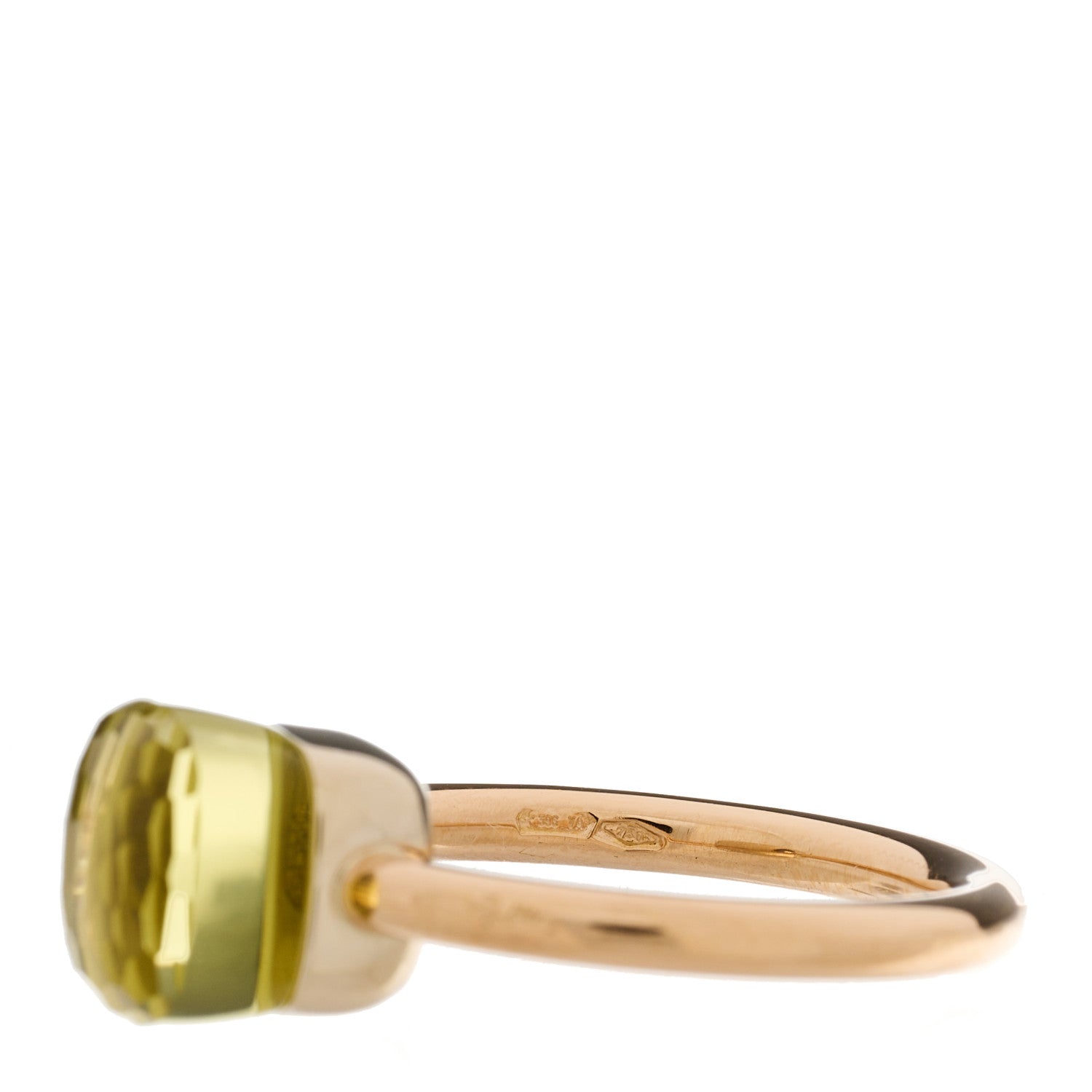 Pomellato 18K Rose White Gold Lemon Quartz Petit Nudo Ring 48 4.5 4 of 4