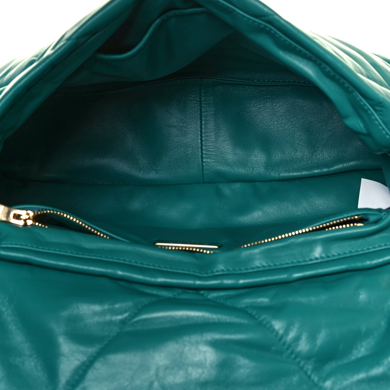 Prada Nappa Soft Padded Logo Embossed Triangle Quilted Shoulder Bag Pavone 4 of 10