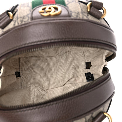 Gucci GG Supreme Monogram Textured Dollar Calfskin Web Mini Ophidia Basketball Shaped Shoulder Bag Beige Ebony New Acero 5 of 10