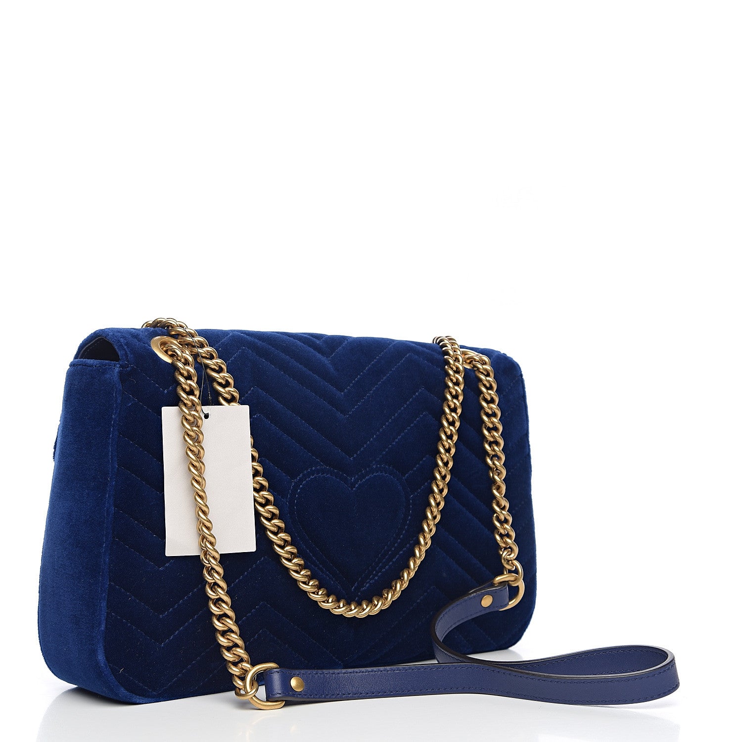 Gucci Velvet Matelasse Modern Embroidered Medium GG Marmont Shoulder Bag Cobalt 2 of 9