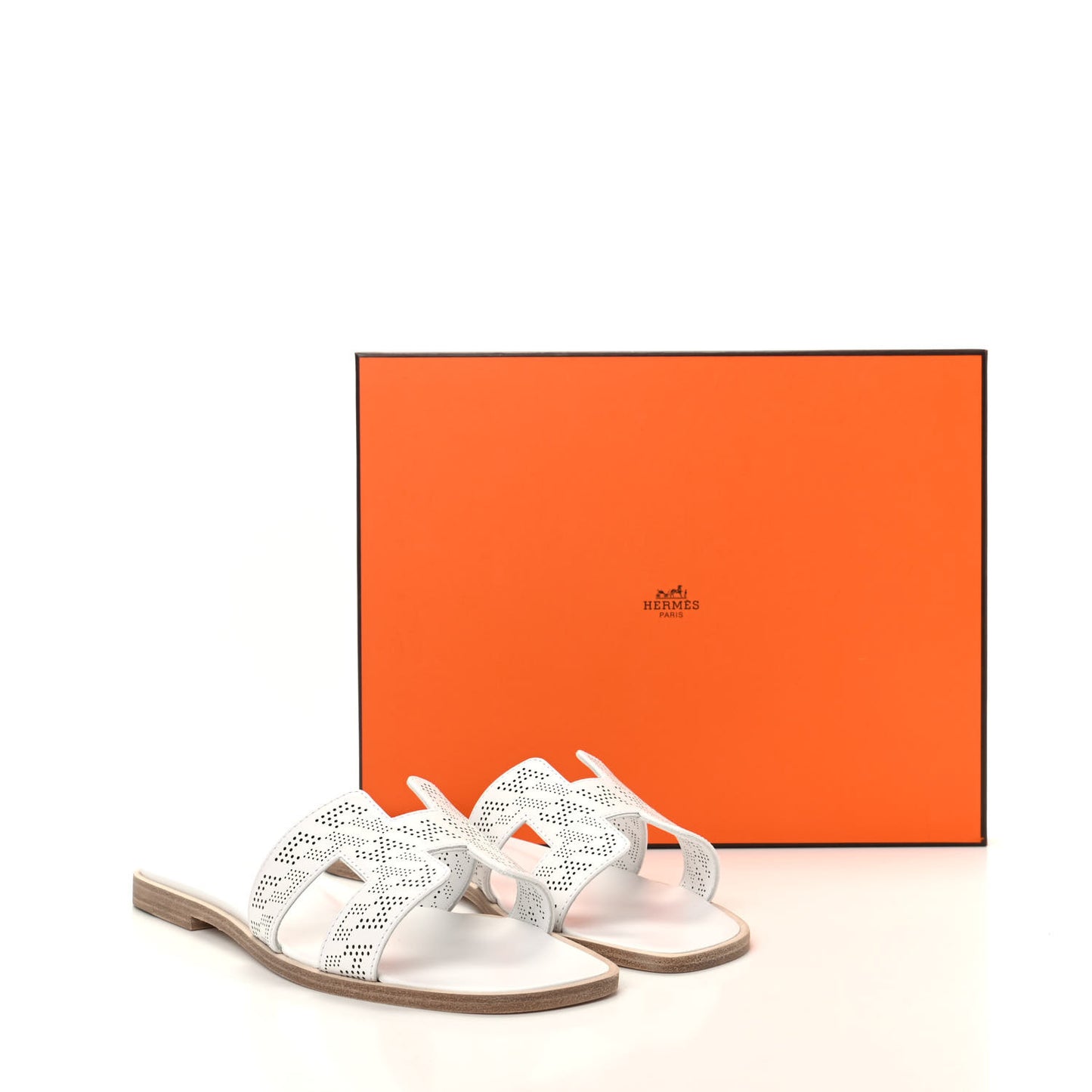 Calfskin Perforated Oran Sandals 37 White