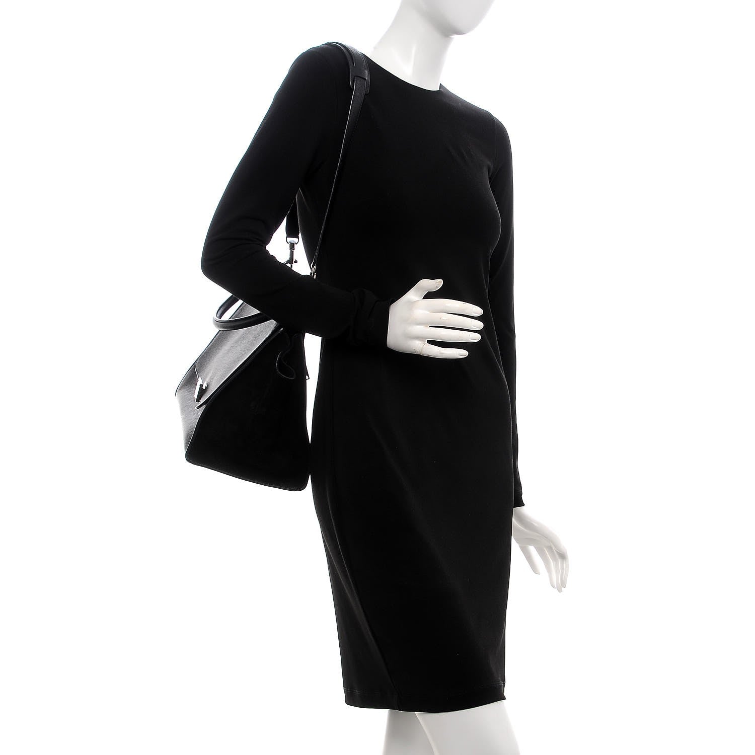 Celine Drummed Calfskin Suede Medium Trapeze Black 2 of 6