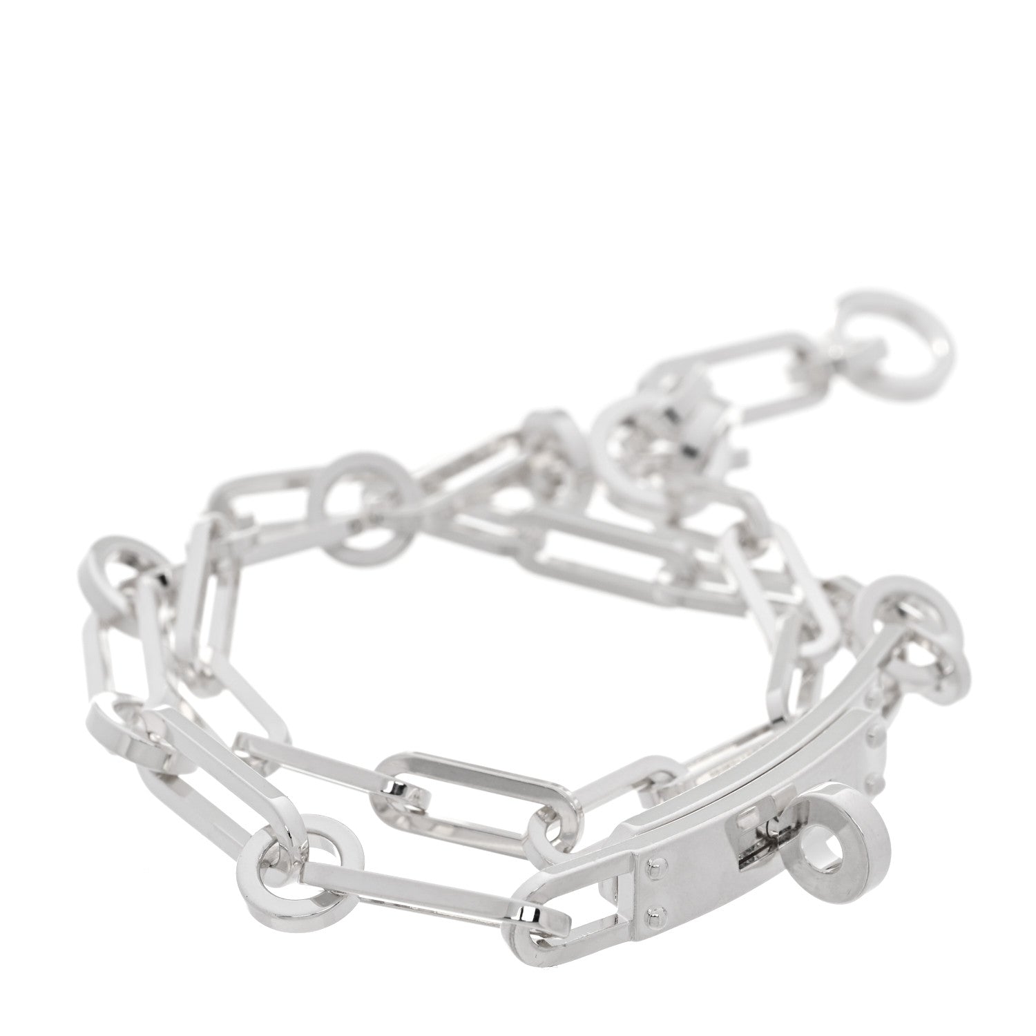 Hermes Sterling Silver Kelly Double Chaine Bracelet 1 of 4