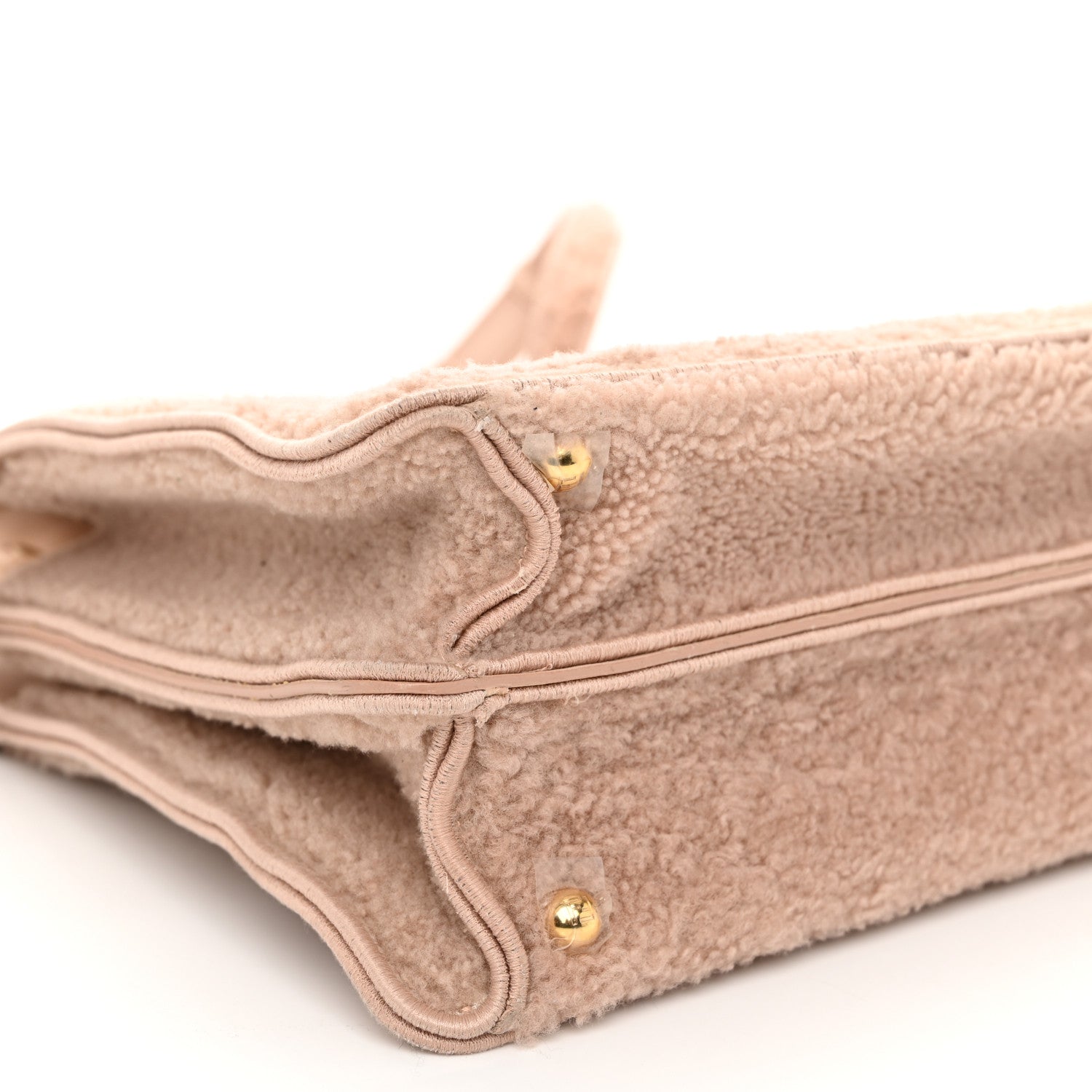 Fendi Curly Shearling Shiny Nappa Medium Peekaboo I SEE U Satchel Rosa Plaster 10 of 12