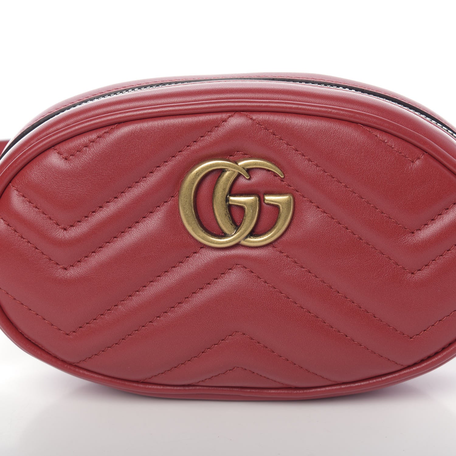 Gucci Calfskin Matelasse GG Marmont Belt Bag 95 38 Hibiscus Red 11 of 13