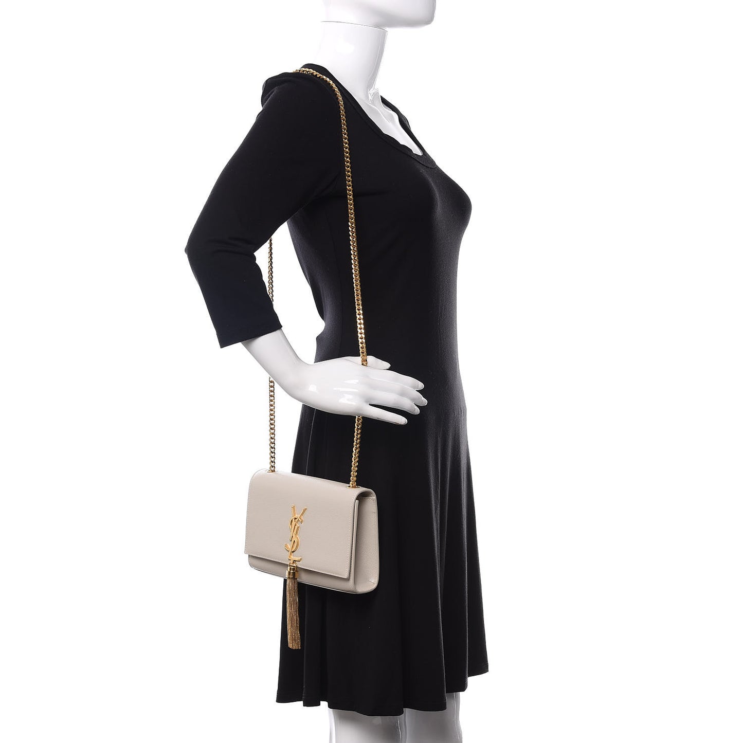 Grain De Poudre Small Classic Monogram Kate Tassel Satchel Crema Soft