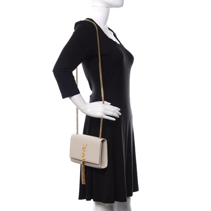 Saint Laurent Grain De Poudre Small Classic Monogram Kate Tassel Satchel Crema Soft 2 of 11