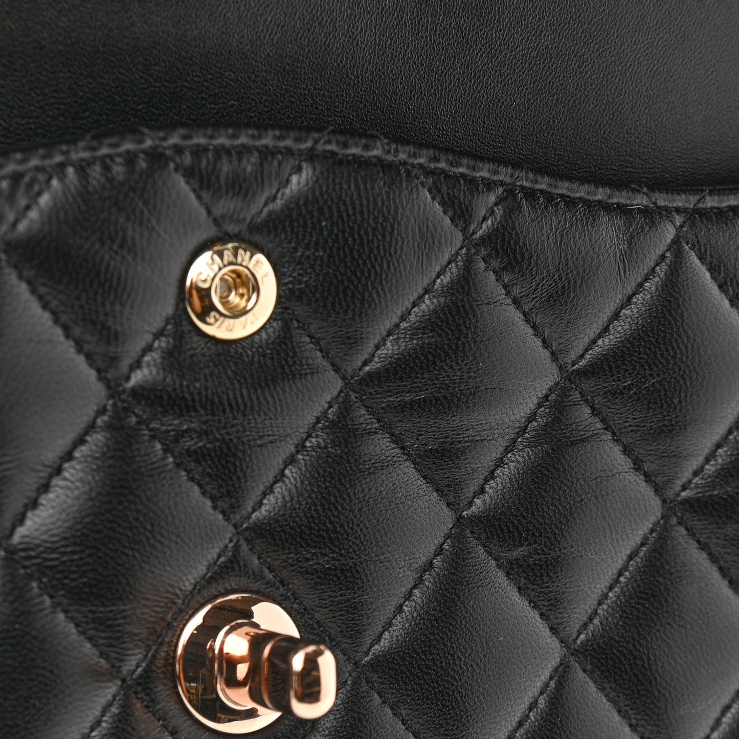 Lambskin Quilted Medium Double Flap Black