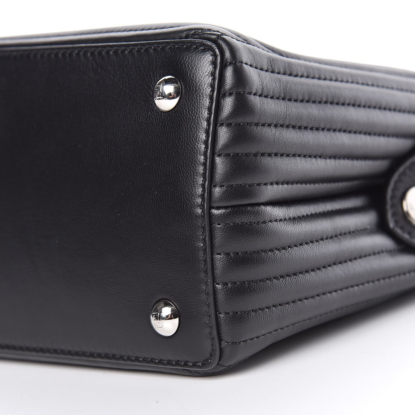 Shiny Nappa Trapuntata Small DotCom Click Chain Satchel Black