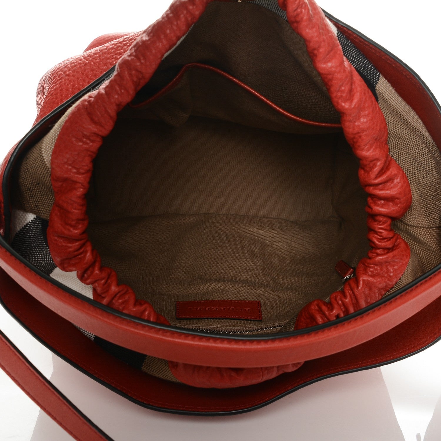 Burberry Grainy Calfskin Medium Ashby Hobo Cadmium Red 5 of 6