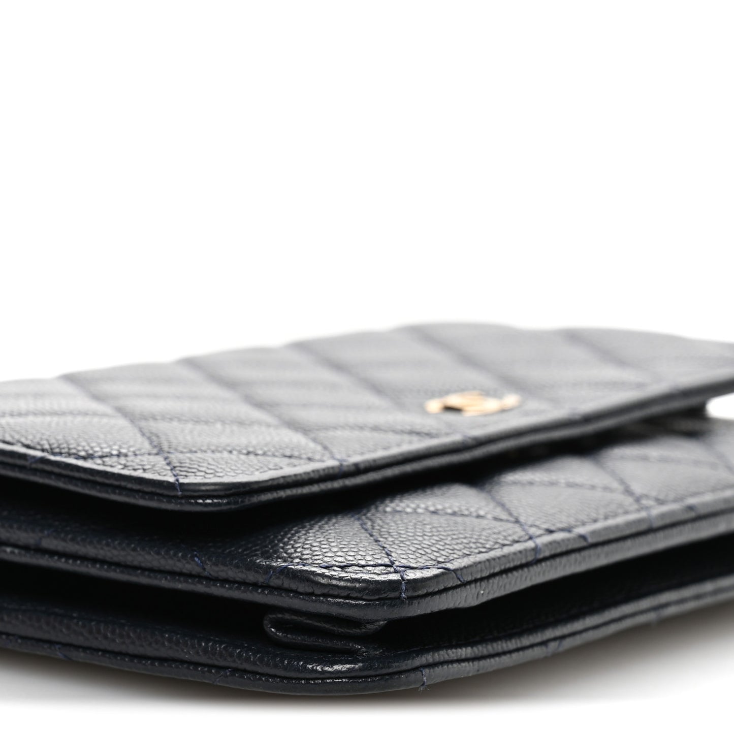 Caviar Quilted Wallet on Chain WOC Navy Blue