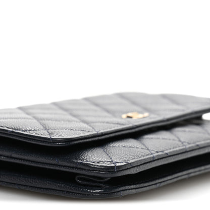 Chanel Caviar Quilted Wallet on Chain WOC Navy Blue 10 of 11