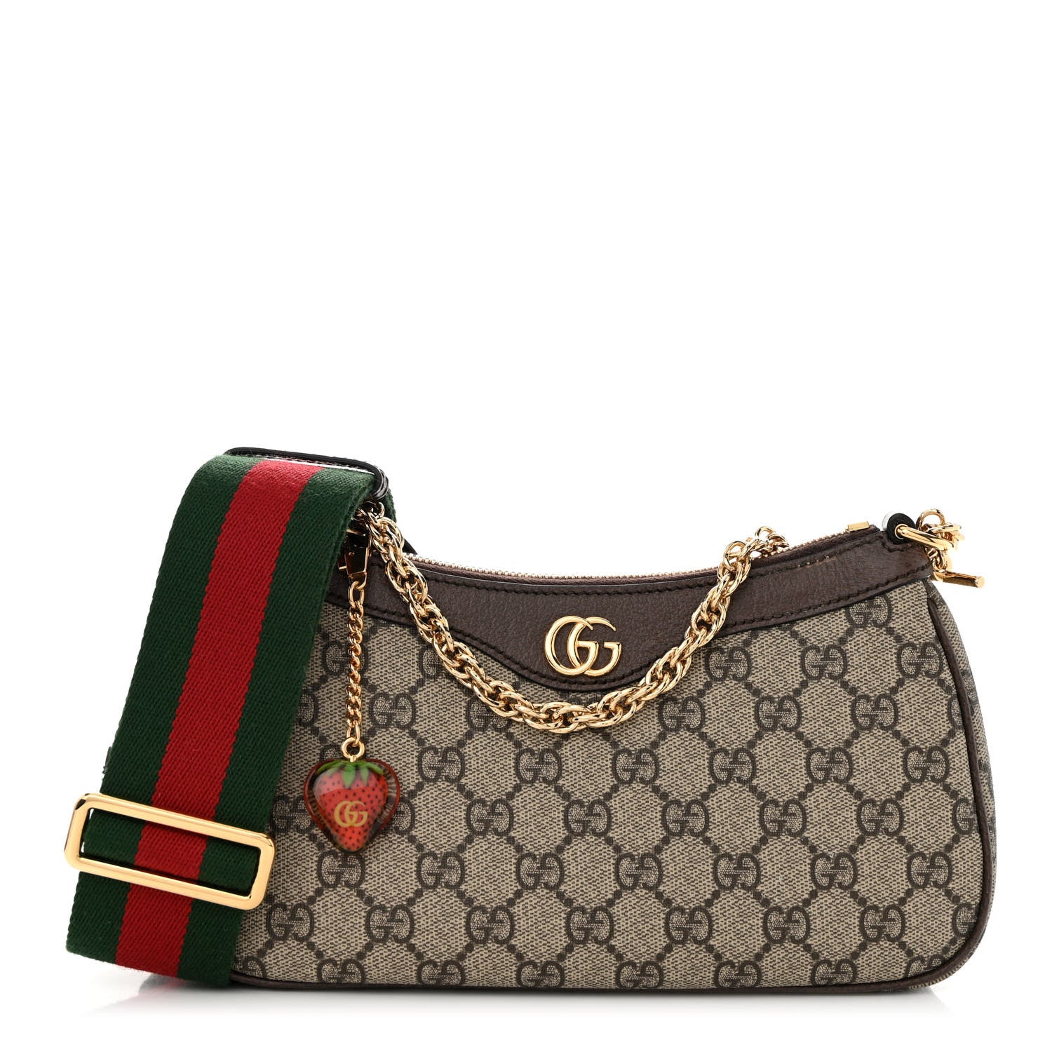 Gucci GG Supreme Monogram Textured Dollar Calfskin Web Small Ophidia GG Handbag Beige Ebony New Acero 1 of 10