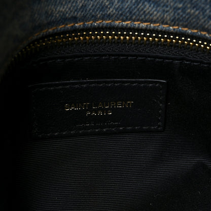 Saint Laurent Denim Quilted Small Loulou Puffer Monogram Chain Satchel Blue Cinnamon 6 of 7