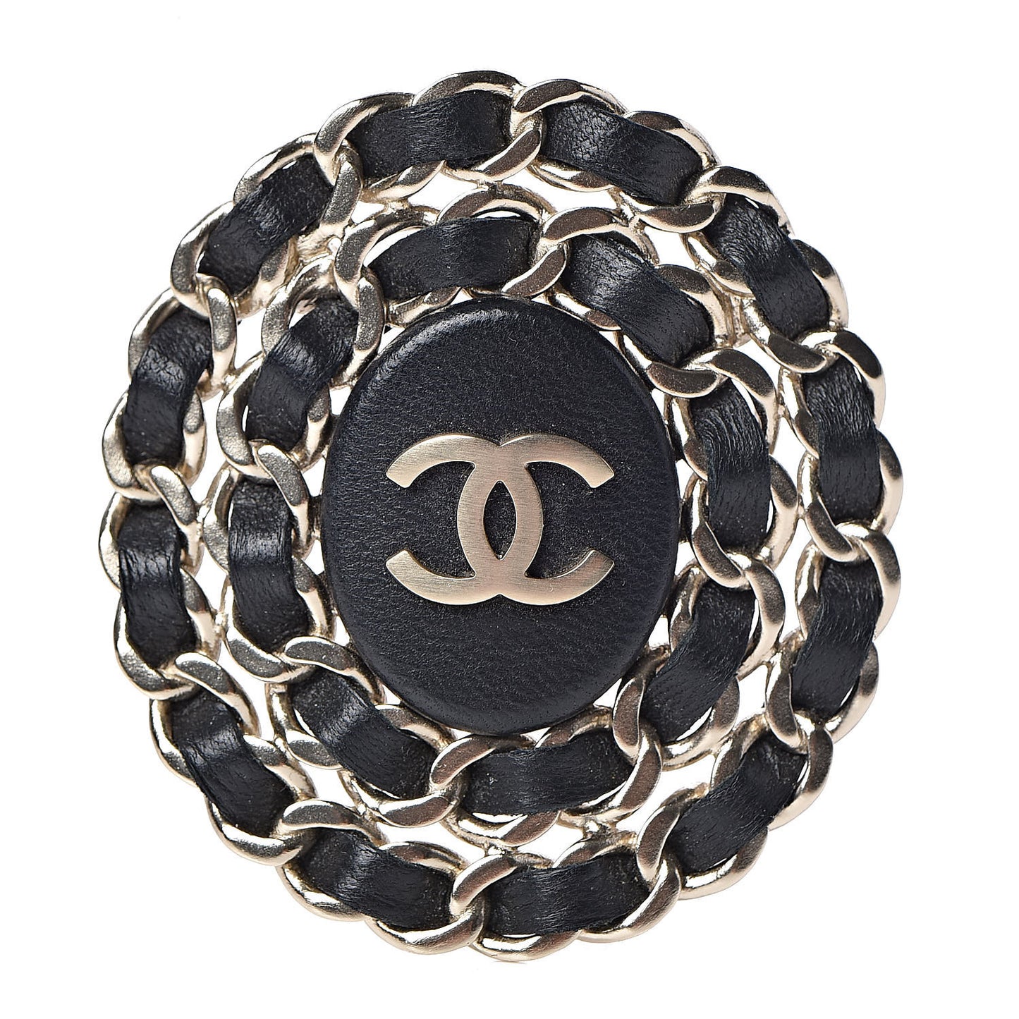 Lambskin CC Brooch Black Gold
