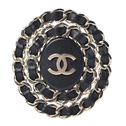 Chanel Lambskin CC Brooch Black Gold 1 of 5