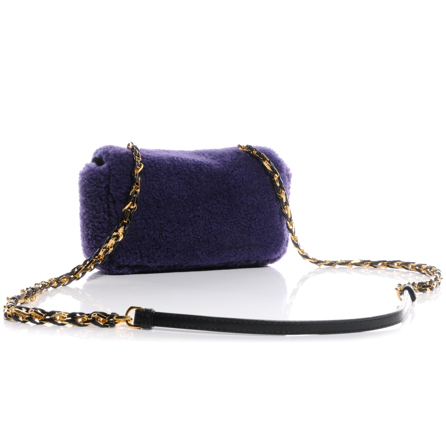 Shearling Nappa Mini Be Baguette Shoulder Bag Purple Black