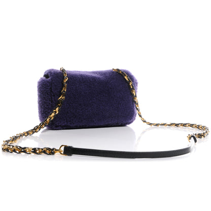 Fendi Shearling Nappa Mini Be Baguette Shoulder Bag Purple Black 3 of 10