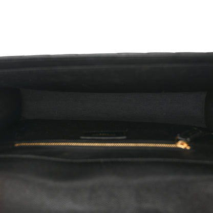 Saint Laurent Grain De Poudre Matelasse Chevron Large Monogram Satchel Black 5 of 15