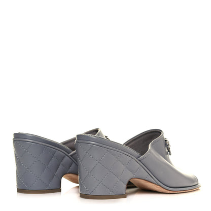 Chanel Lambskin Quilted CC Chain Mules 40.5 Grey 4 of 8