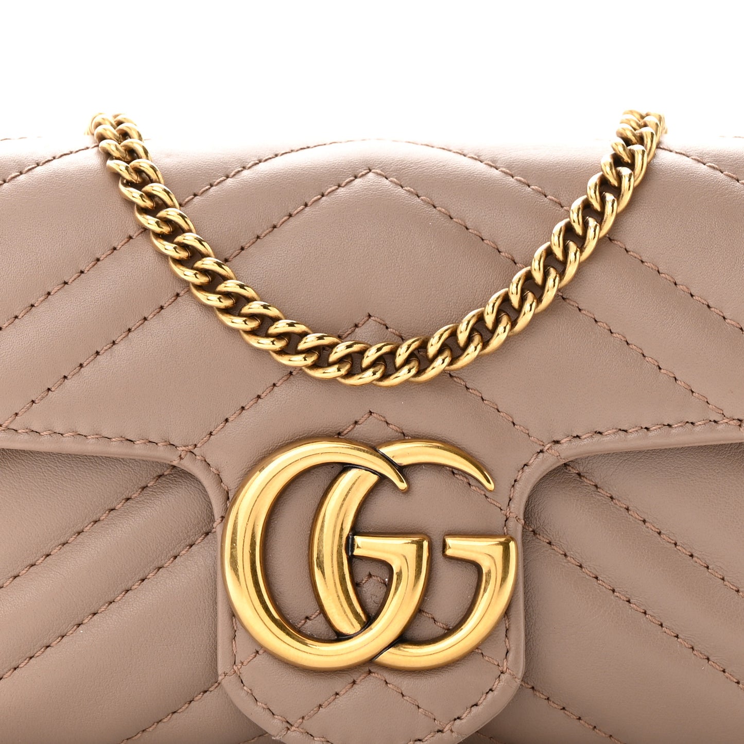 Calfskin Matelasse Super Mini GG Marmont Shoulder Bag Porcelain Rose