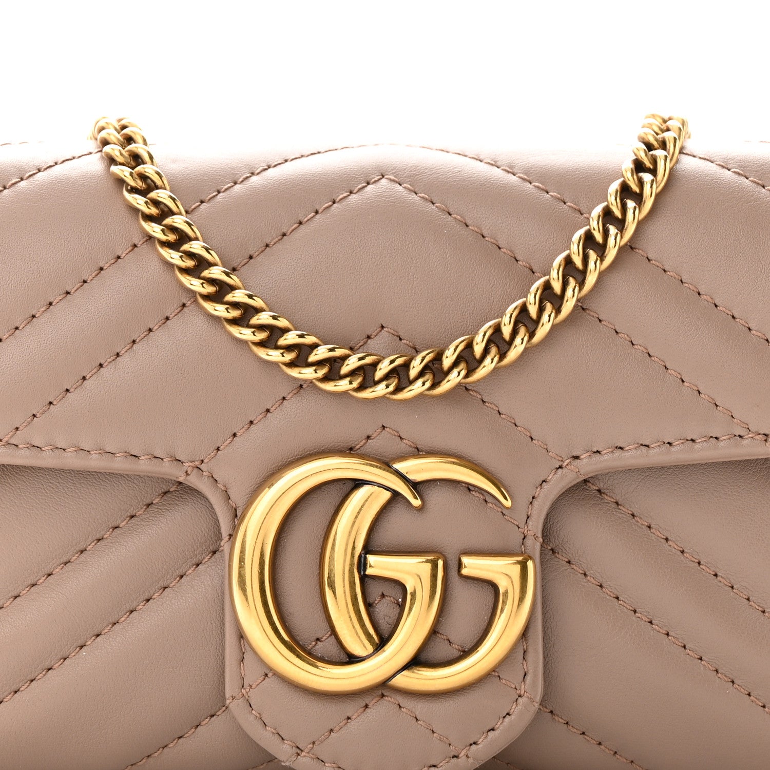 Gucci Calfskin Matelasse Super Mini GG Marmont Shoulder Bag Porcelain Rose 8 of 11