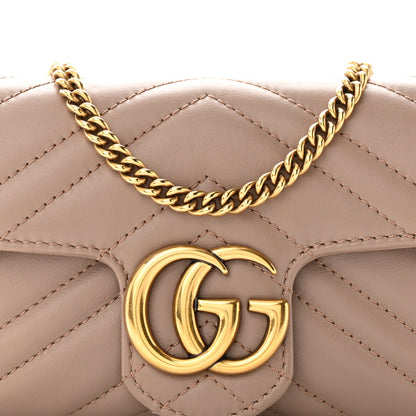 Gucci Calfskin Matelasse Super Mini GG Marmont Shoulder Bag Porcelain Rose 8 of 11
