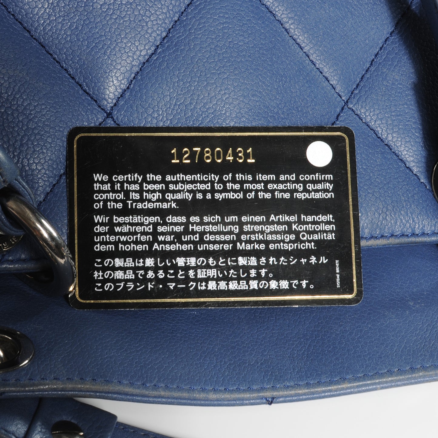 Soft Caviar Quilted XL Tote Blue