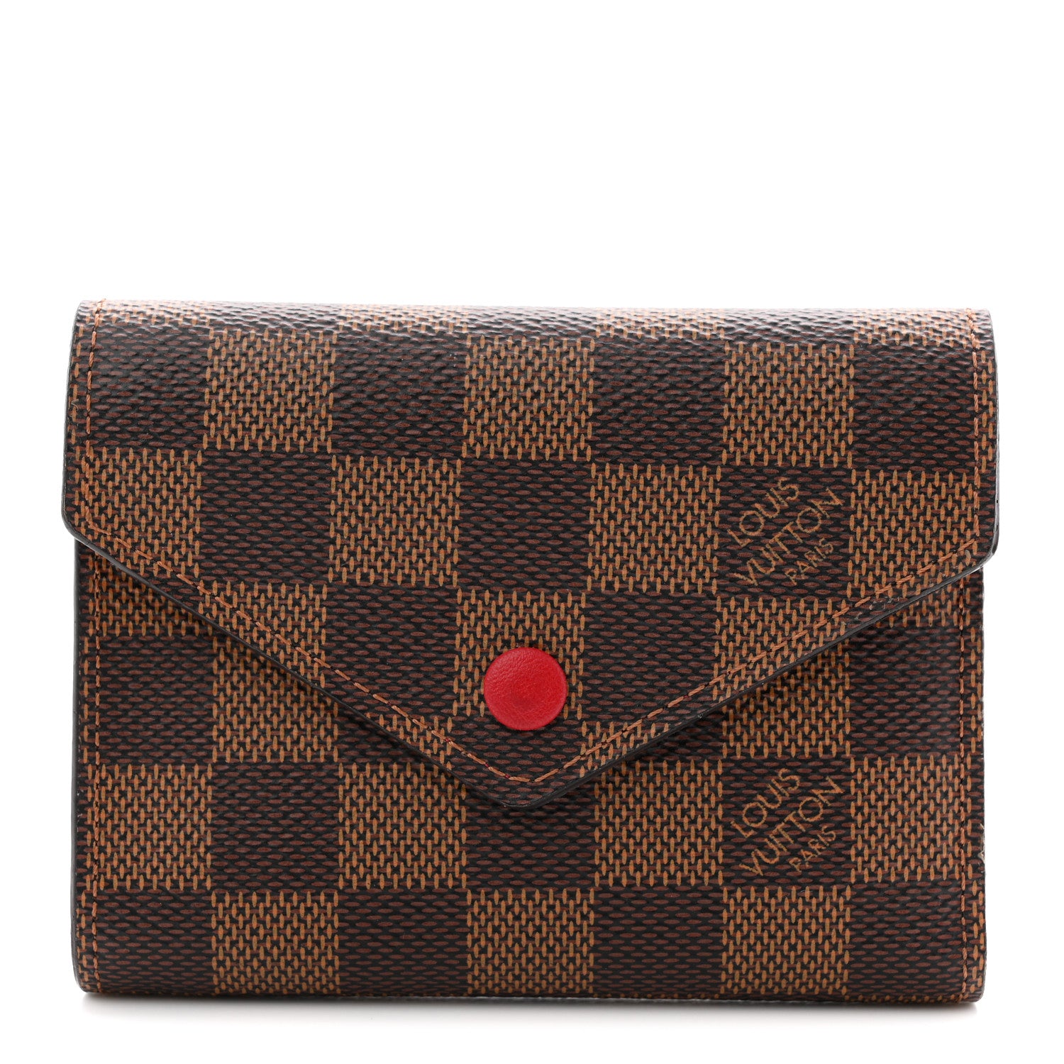 Louis Vuitton Damier Ebene Victorine Wallet Red 1 of 7