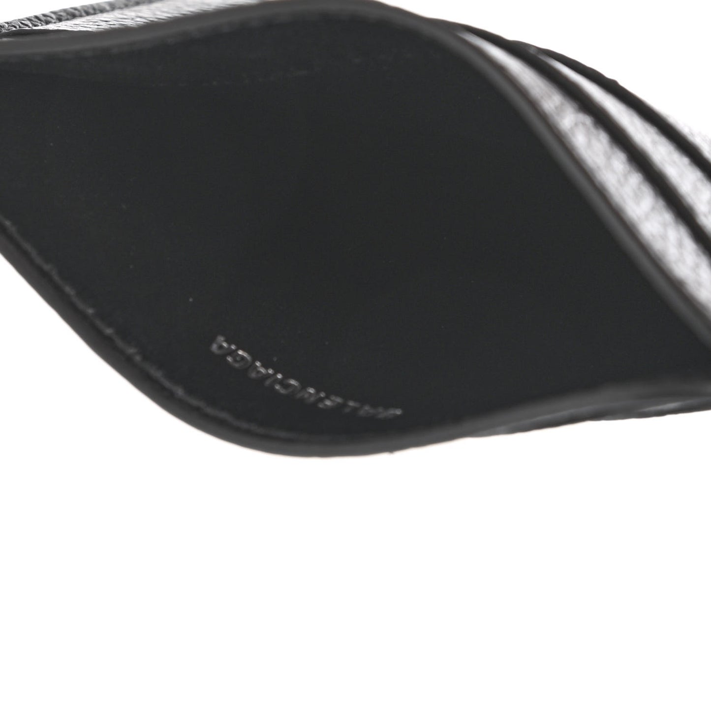 Grained Calfskin Logo Cash Rounded Card Holder Black White