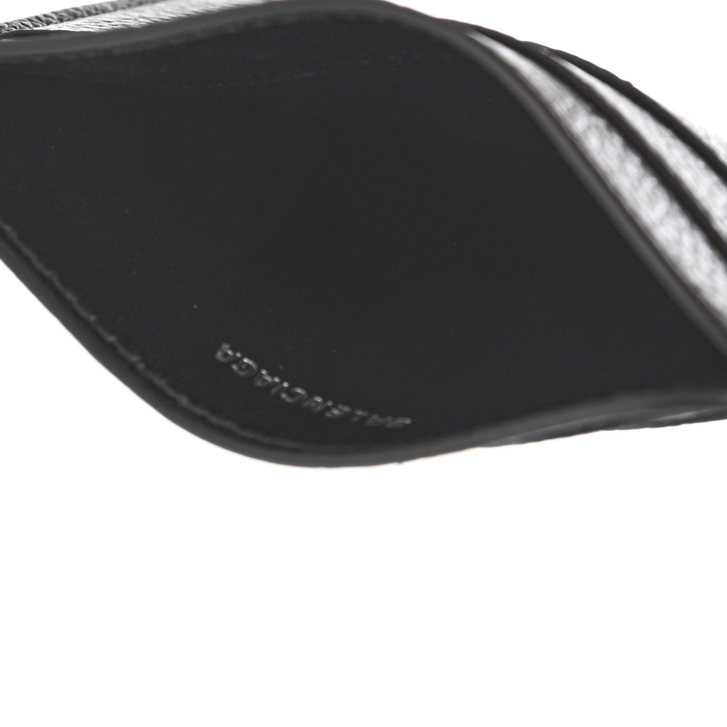 Balenciaga Grained Calfskin Logo Cash Rounded Card Holder Black White 5 of 8