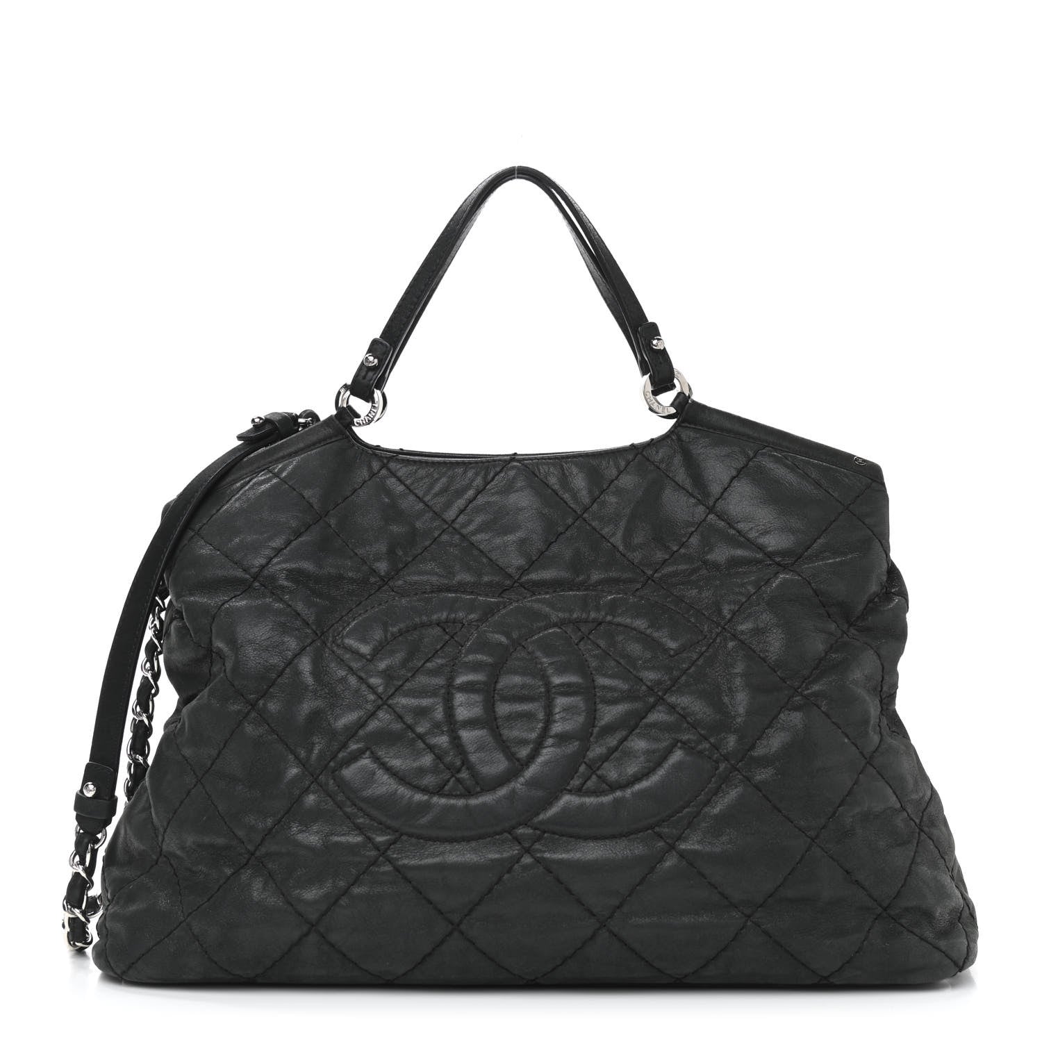 Chanel Iridescent Calfskin Stitched CC Shopping Tote Black 1 of 15