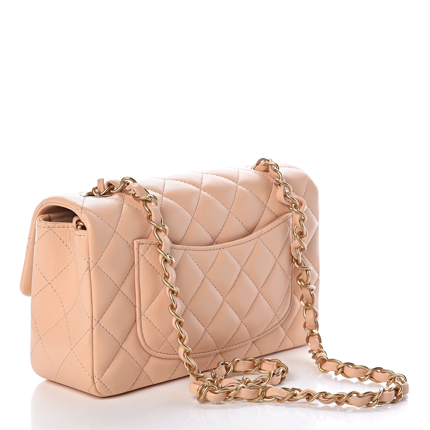 Chanel Lambskin Quilted Mini Rectangular Flap Beige 3 of 15