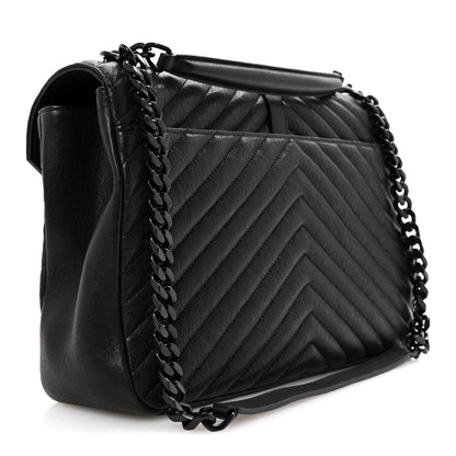 Saint Laurent Sheepskin Matelasse Chevron Monogram Monochrome Large College Satchel Black 5 of 21