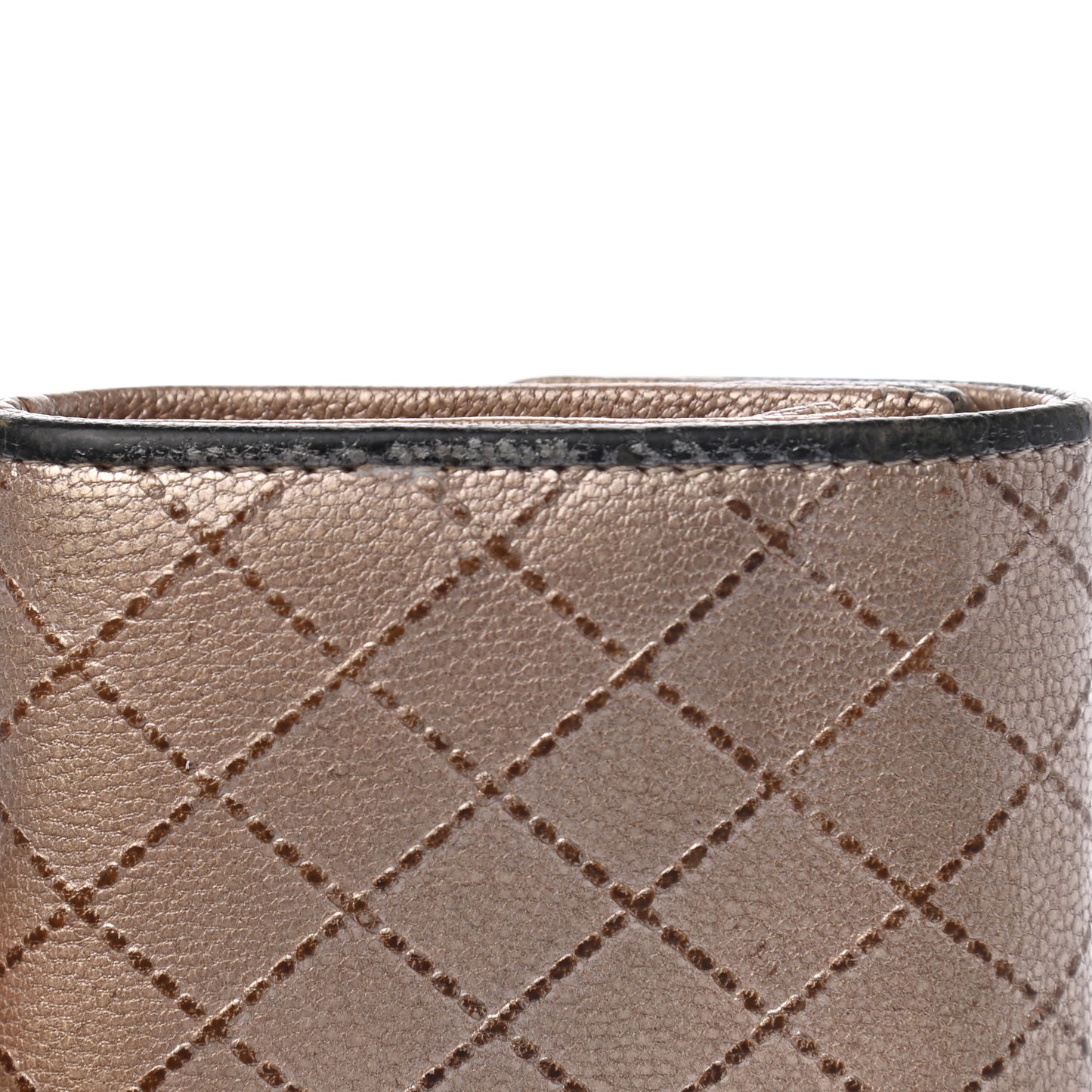 Metallic Calfskin Diamond Stitched Key Holder Case Gold Silver