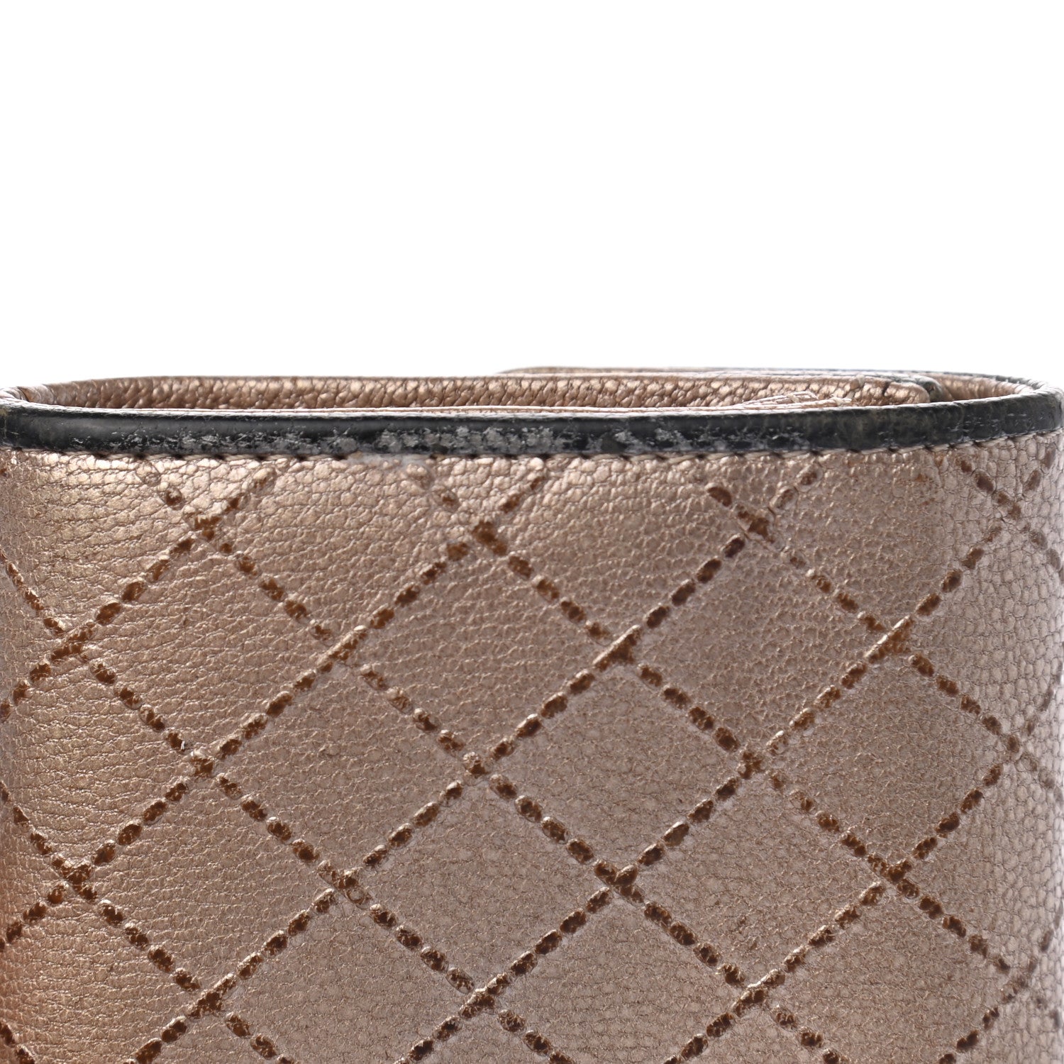 Chanel Metallic Calfskin Diamond Stitched Key Holder Case Gold Silver 9 of 9