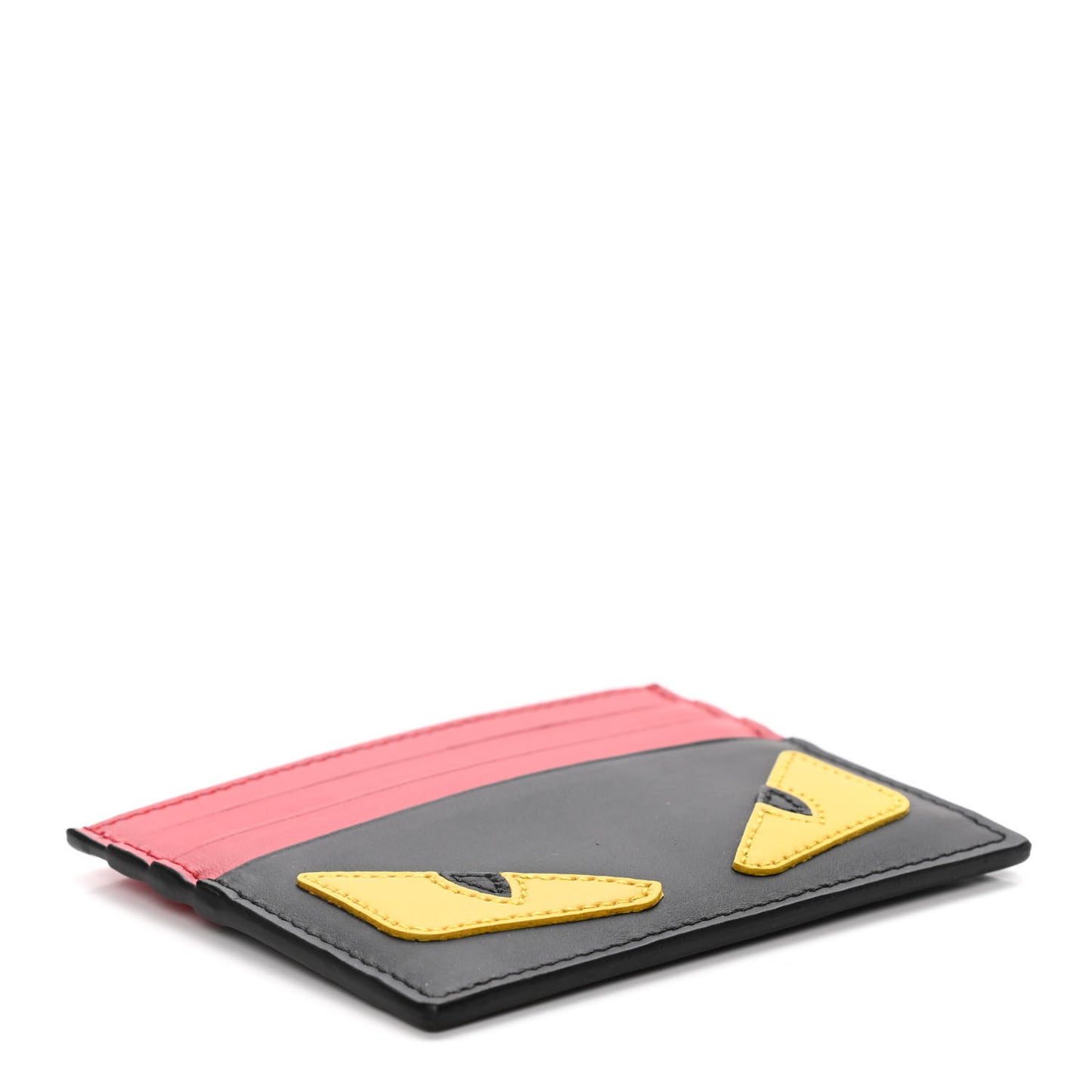 Vitello Century Monster Eyes Inlay Card Holder Black Giallo Rosso