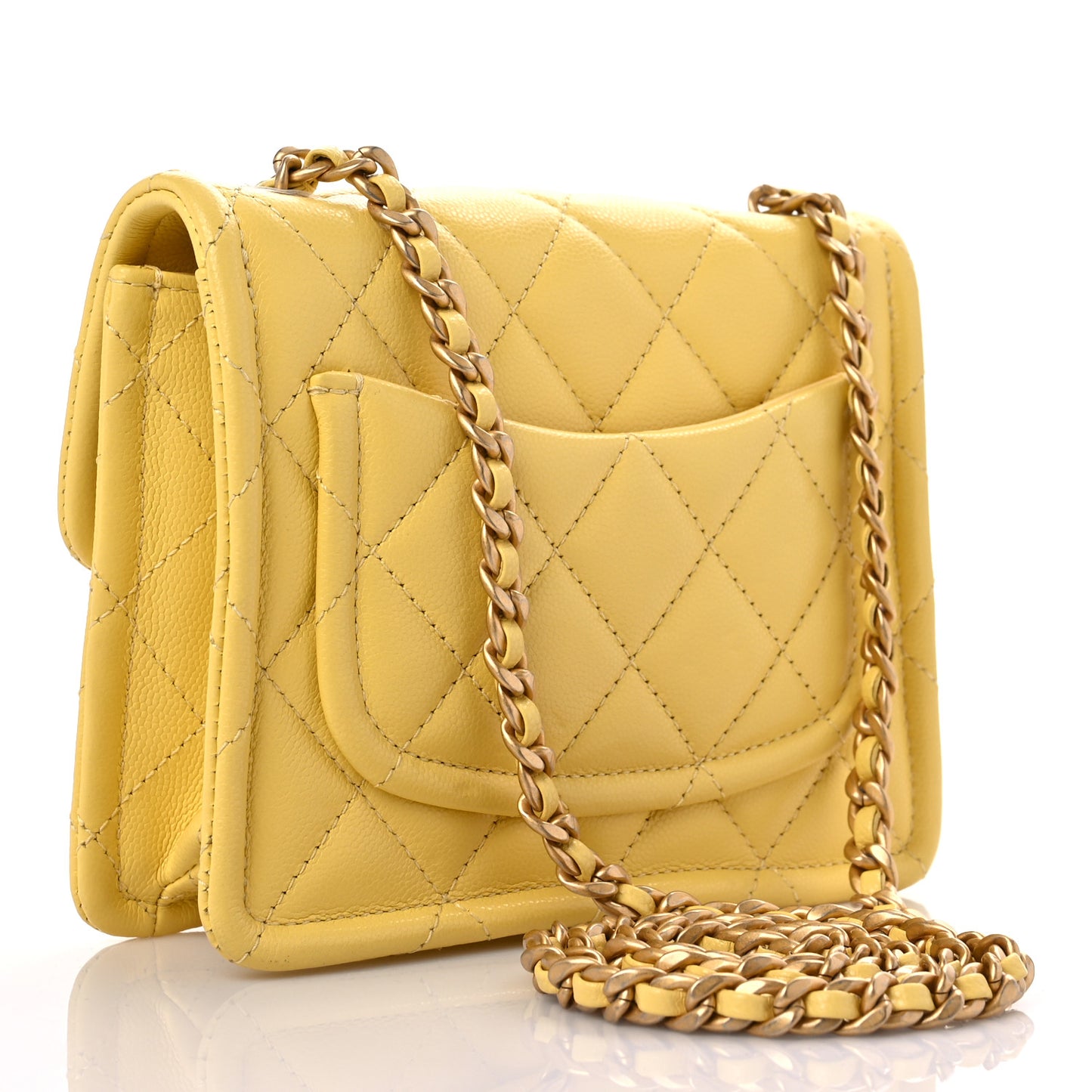 Caviar Quilted Mini Sweet Classic Flap Yellow