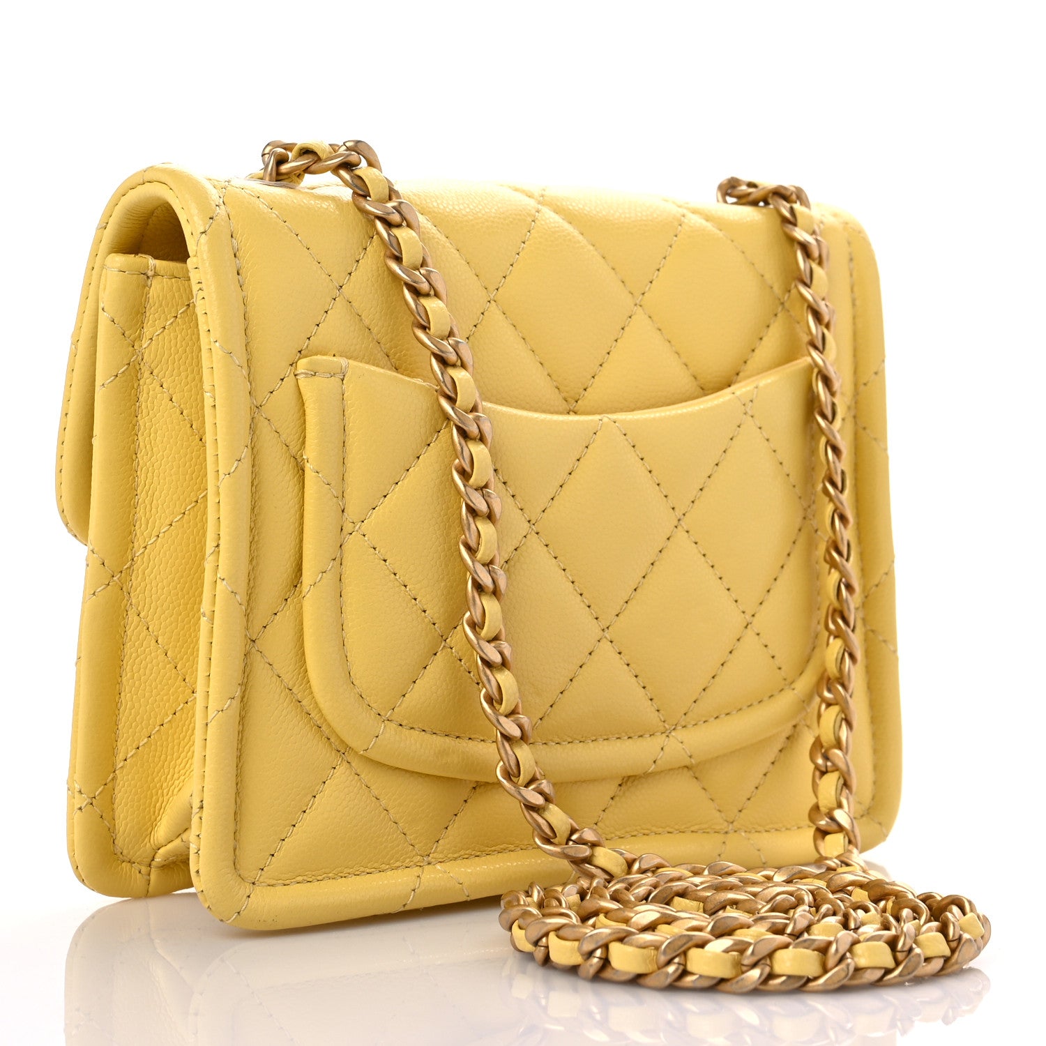 Chanel Caviar Quilted Mini Sweet Classic Flap Yellow 3 of 12