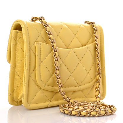 Chanel Caviar Quilted Mini Sweet Classic Flap Yellow 3 of 12