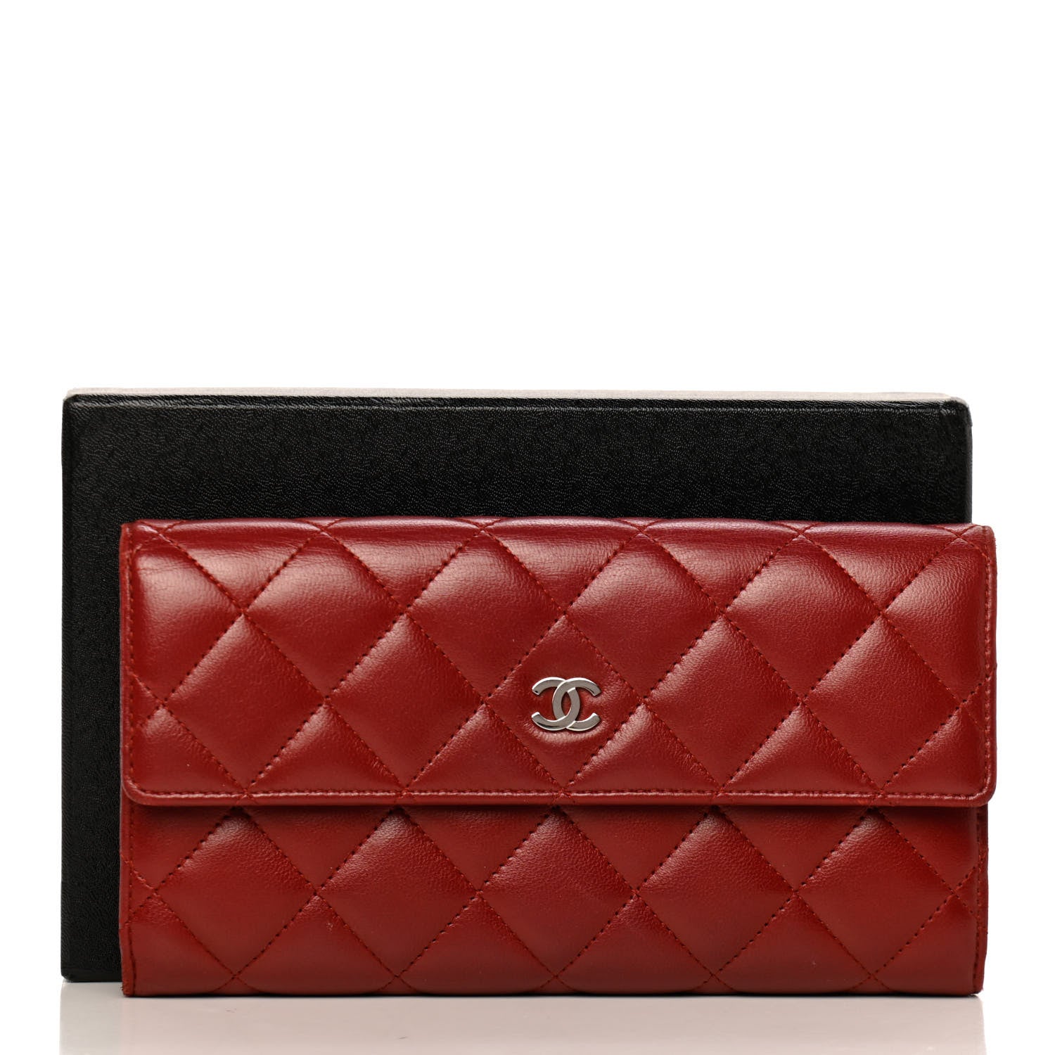 Chanel Lambskin Quilted Large Gusset Flap Wallet Red 9 of 9