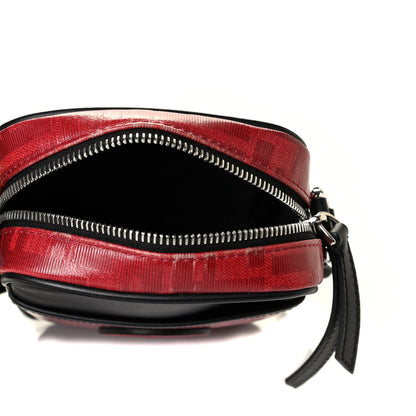 Fendi Glazed Fabric Vitello Century FF 1974 Stamp Patch Small Crossbody Messenger Rosso Black 4 of 7