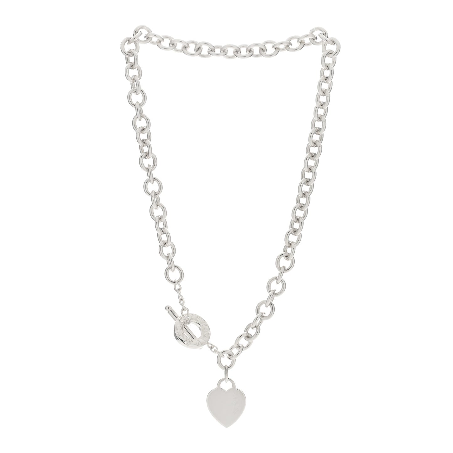 Sterling Silver Heart Tag Toggle Necklace