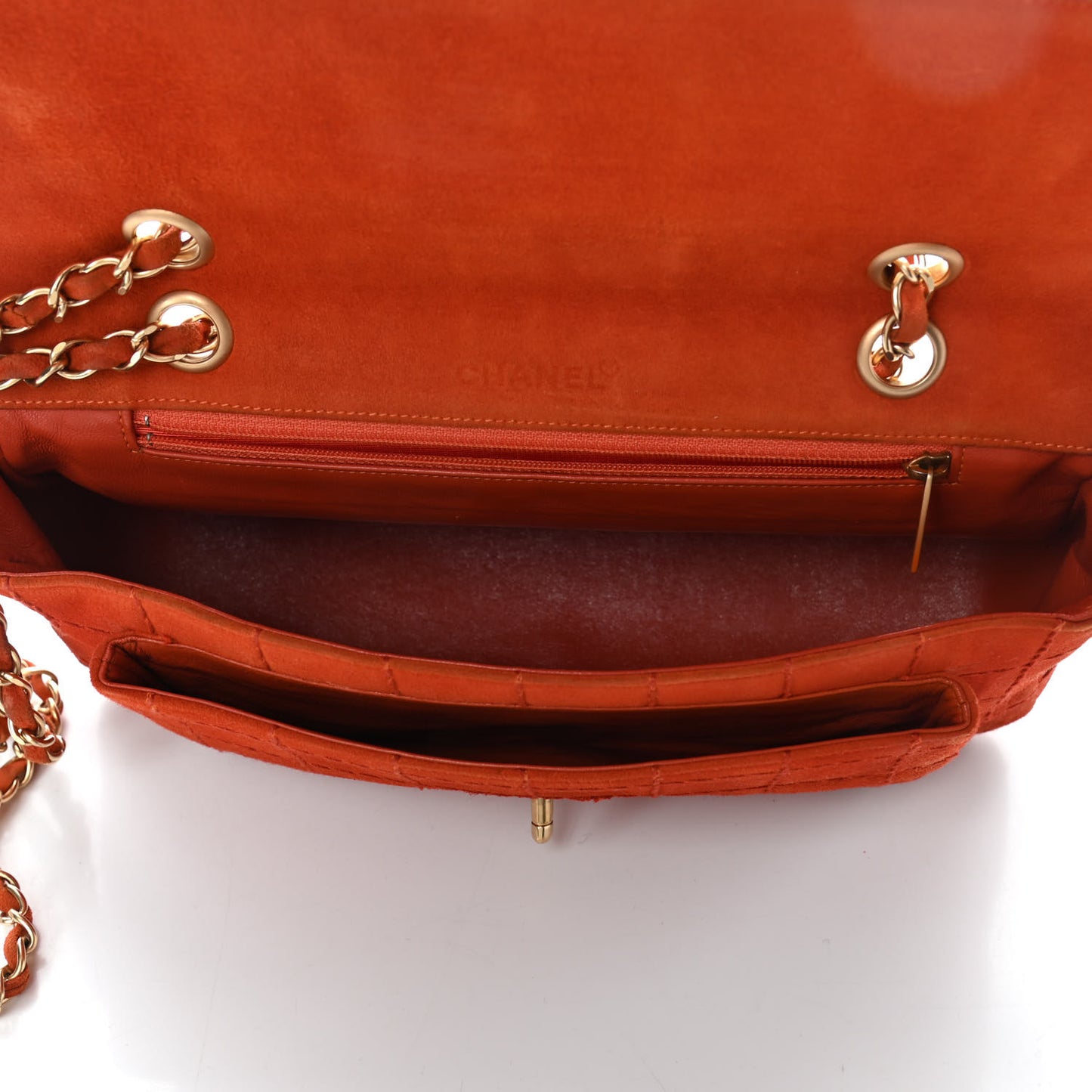 Suede Square Double Stitch Flap Orange