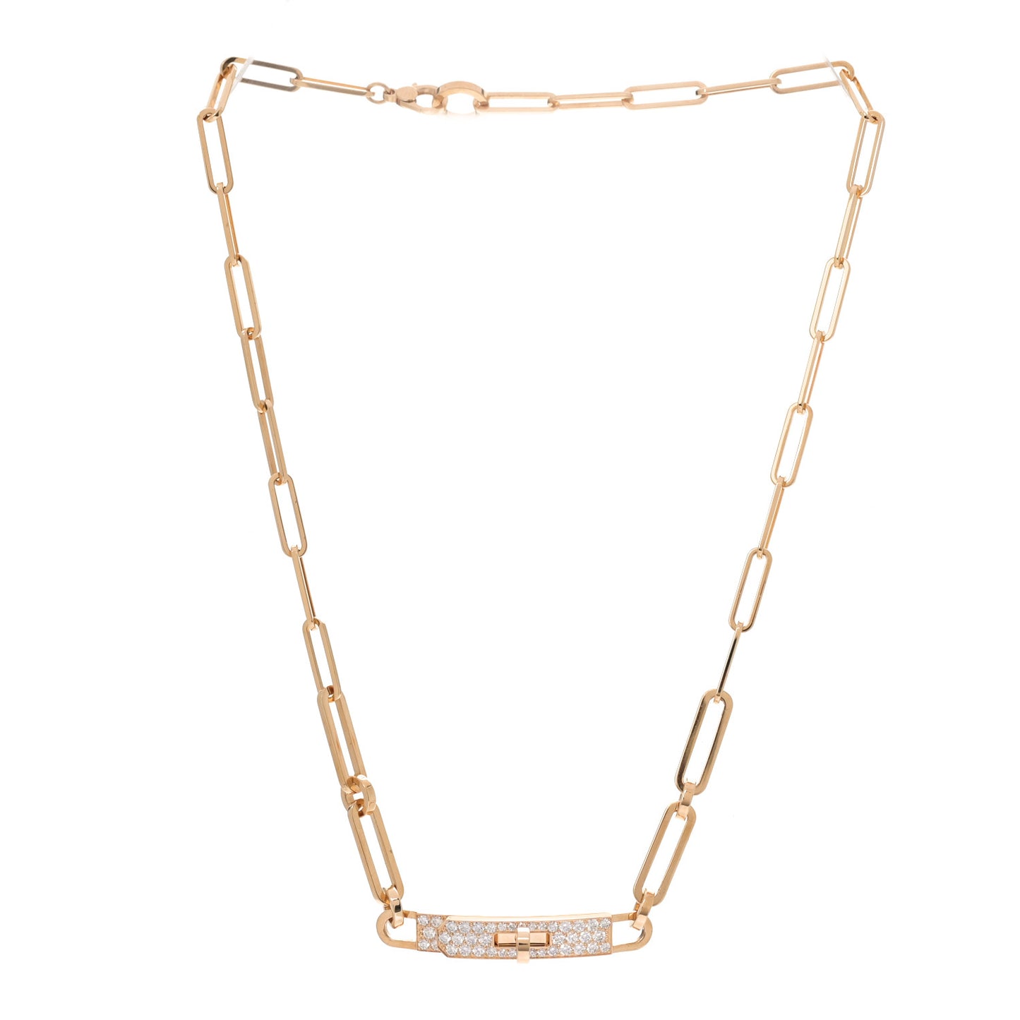 18K Yellow Gold Diamond Pave Kelly Chaine Choker Necklace