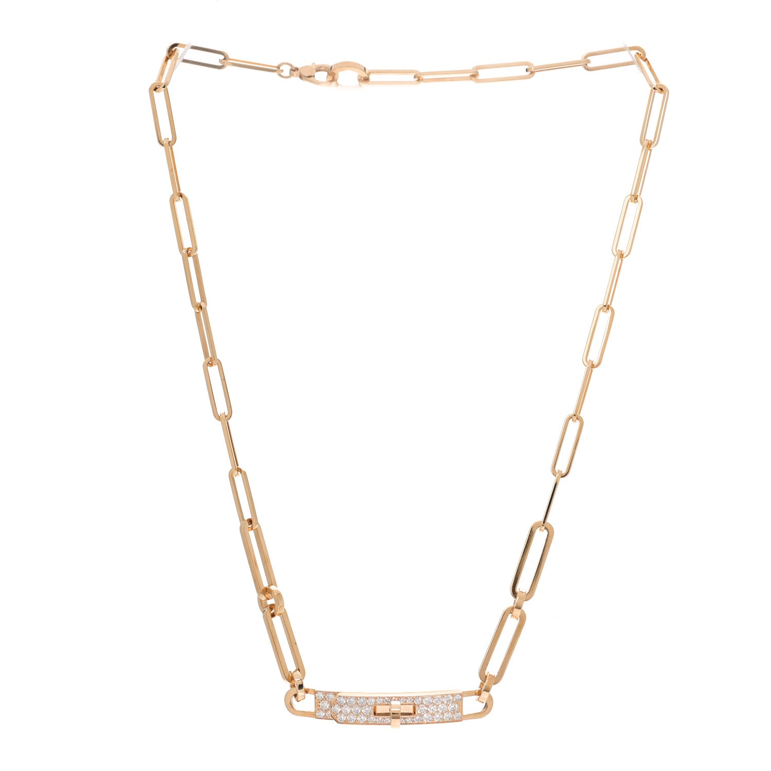 Hermes 18K Yellow Gold Diamond Pave Kelly Chaine Choker Necklace 3 of 5