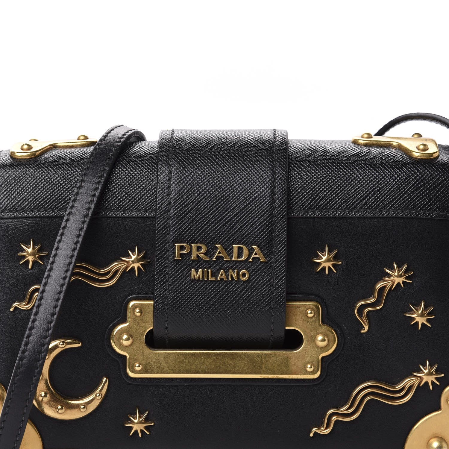 Prada City Calf Saffiano Cahier Astrology Bag Black 10 of 10