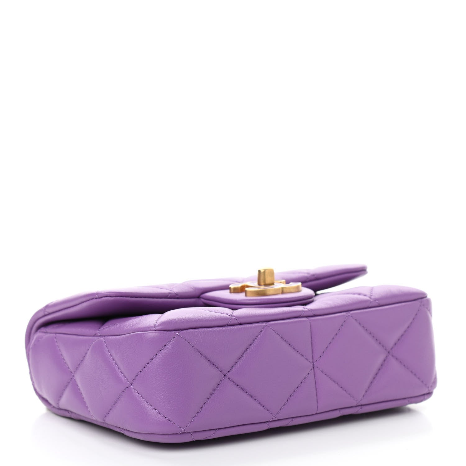 Chanel Lambskin Enamel Quilted Mini Pending CC Square Flap Purple 4 of 11