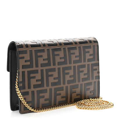 Fendi Vitello Cruise F is Fendi Bi-Color FF 1974 Embossed Medium Envelope Wallet On Chain Black Maya 3 of 10
